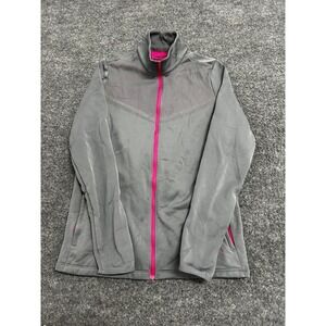 Nike Golf Jacket Womens Size L Grey Pink Dri-Fit Full Zip Mock Neck Activewear